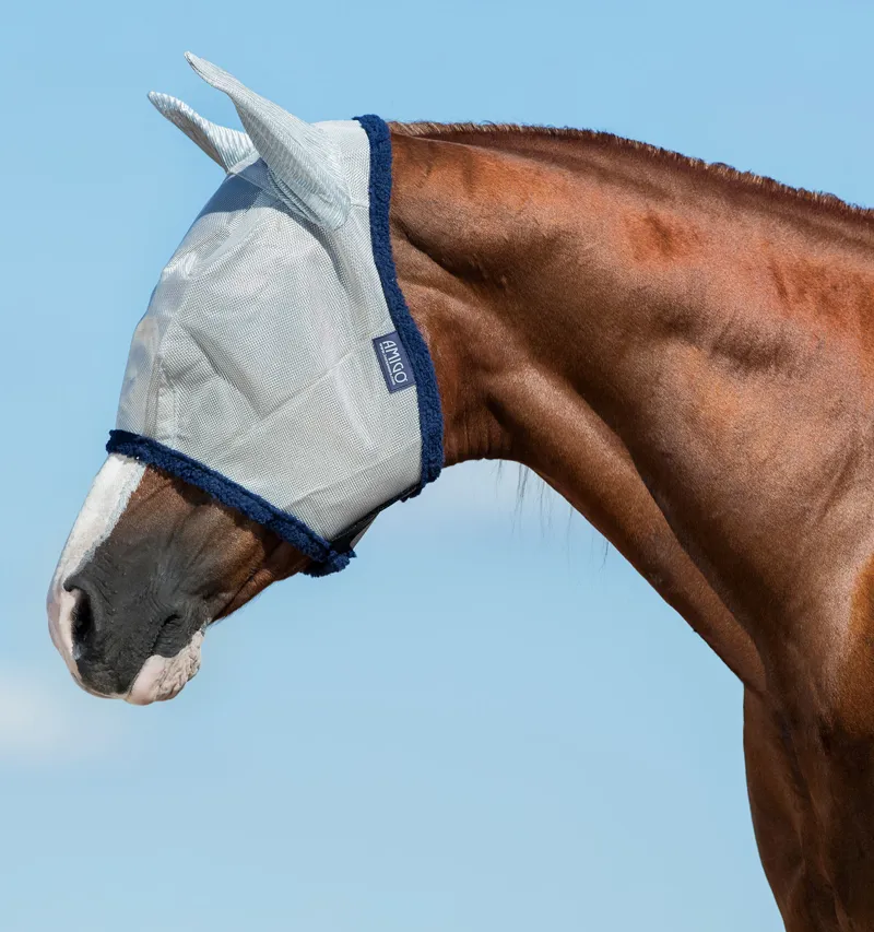 Horseware Amigo Fly Mask - Silver/Navy