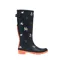 Joules Printed Wellies With Adjustable Back Gusset Ladies Navy Beach Dogs Size 3 - Navy Beach Dogs