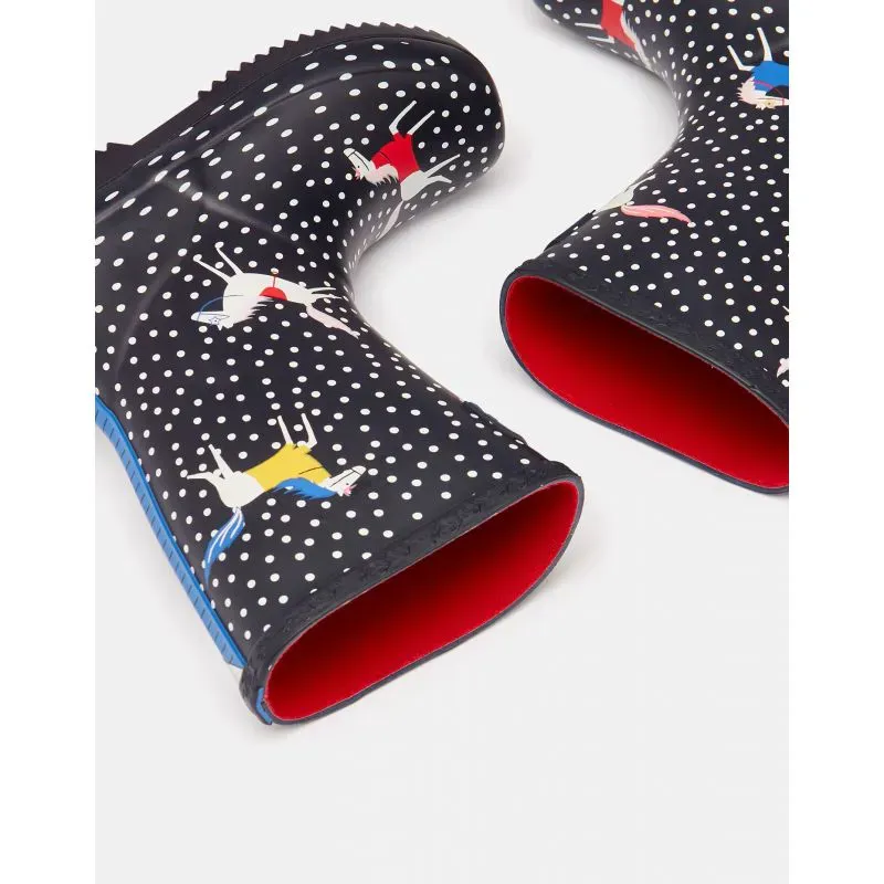 Joules Roll Up Flexible Printed Girls Wellies 9 - Navy Star-4