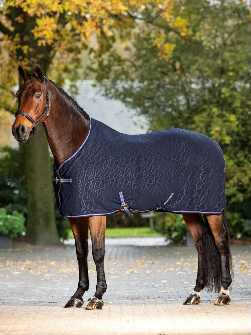 LeMieux Arika Monogram Fleece Rug - Navy-1