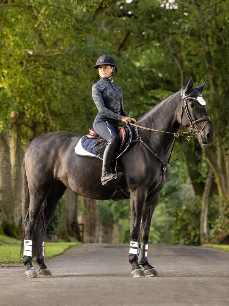 LeMieux Suede Close Contact Square - Reflective Navy - S/M-1