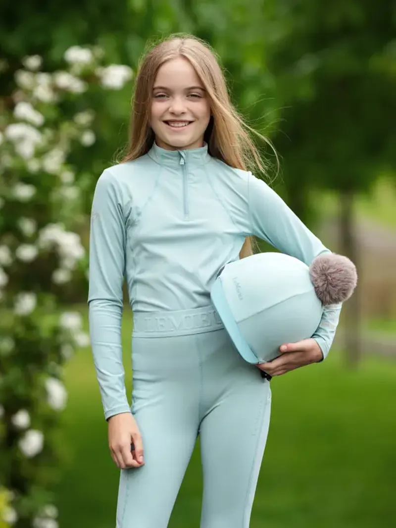 LeMieux Pom Hat Silk - Lagoon/Aqua-1