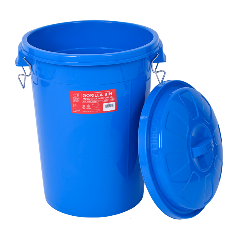 Red Gorilla Gorilla Bin with Clip Lid 50L - Blue