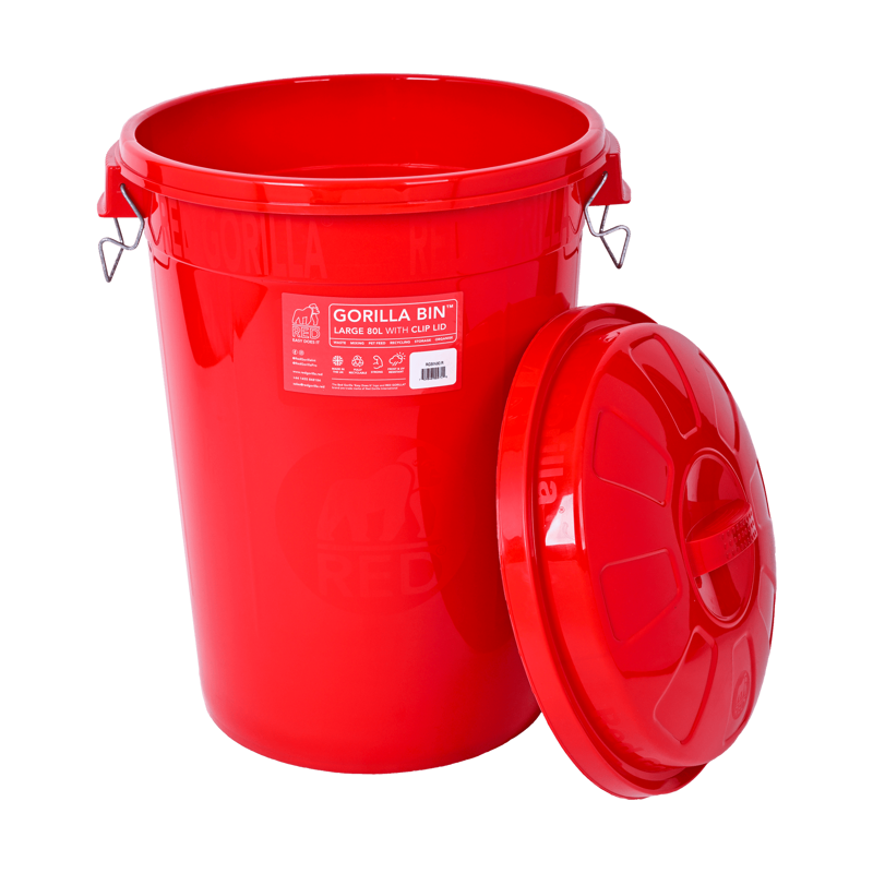 Red Gorilla Gorilla Bin with Clip Lid 50L - Red