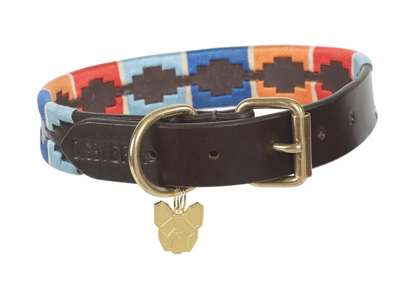 Shires Drover Polo Dog Collar Large - Turquoise/Red/Orange/Blue