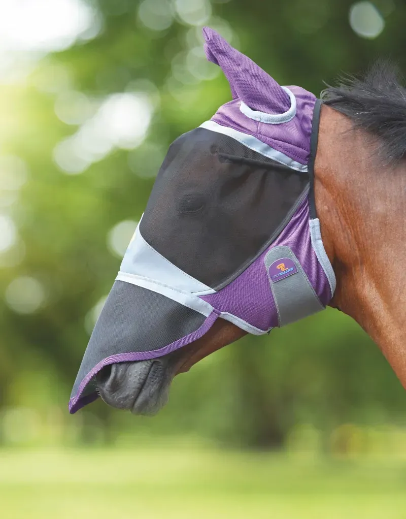 Shires Flyguard Pro Deluxe Fly Mask With Ears And Nose - Purple-1