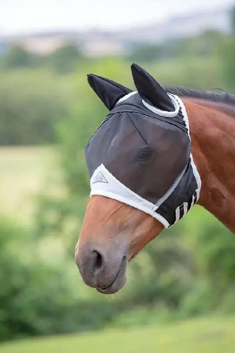 Shires FlyGuard Pro Fine Mesh Fly Mask With Ears - Black